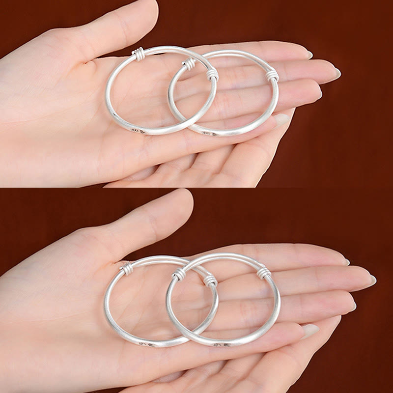 KarmaRipple's 999 Sterling Silver Peace And Joy Protection Kids Child Bracelet Bangle p10