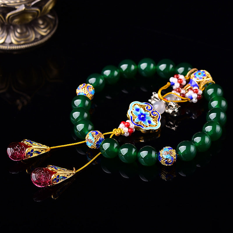 KarmaRipple's Authentic Green Agate Wrist Mala Success Talisman Pocket Mala Car Decoration p2