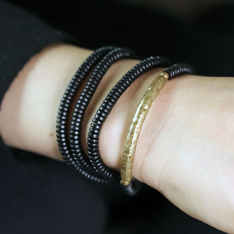 KarmaRipple's Ebony Wood Bronze Balance Multilayered Bracelet p14