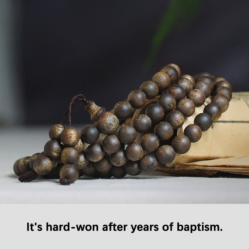 KarmaRipple's 108 Mala Beadwork Nha Trang Soil Buried Qinan Agarwood Balance Strength Bracelet p19