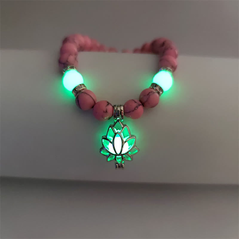 KarmaRipple's Tibetan Turquoise Glowstone Luminous Bead Lotus Protection Bracelet p49