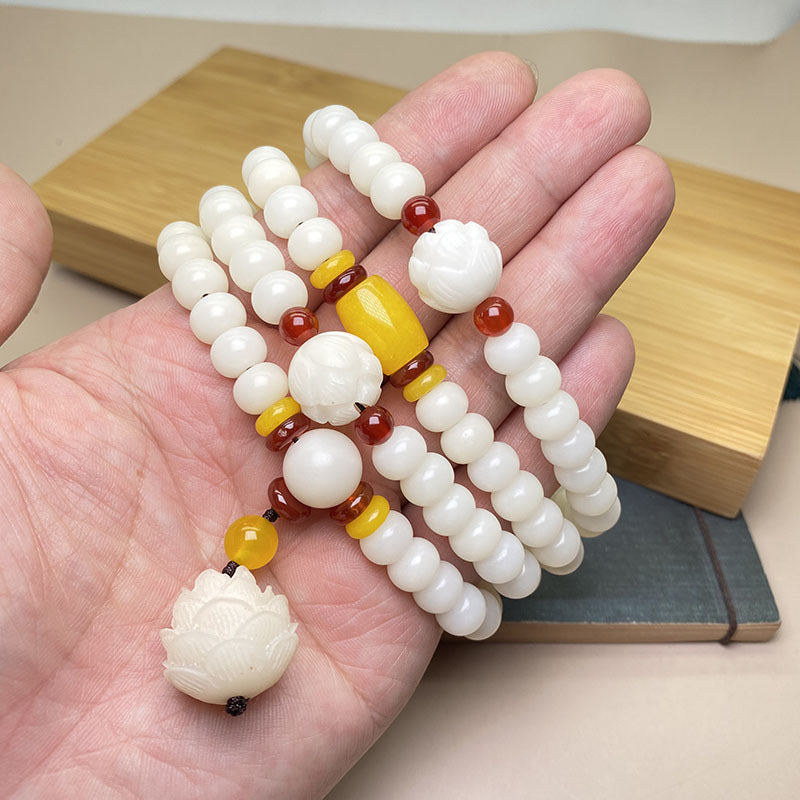KarmaRipple's Lotus Bodhi Seed Mala 108 Beadwork Protection Bracelet p3