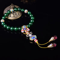 KarmaRipple's Authentic Green Agate Wrist Mala Success Talisman Pocket Mala Car Decoration