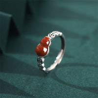 KarmaRipple's 925 Sterling Silver Red Agate Gourd Bronze Coin Self-acceptance Ring