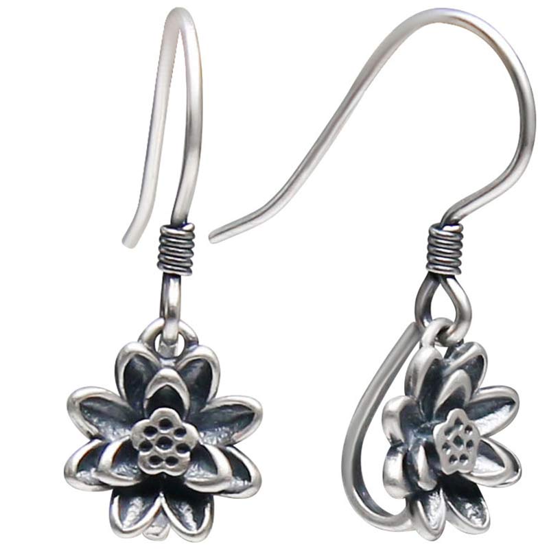 KarmaRipple's 925 Sterling Silver Lotus Flower Enlightenment Earrings p6