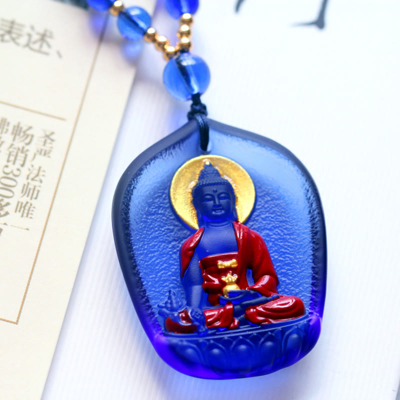 KarmaRipple's Tibet Medicine Buddha Liuli Gemstone Compassion Pendant Necklace p4