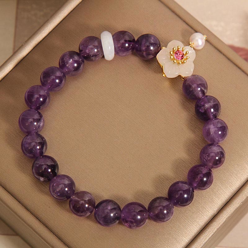 KarmaRipple's Authentic Amethyst Ivory Agate Pearl Talisman Balance Bracelet p7