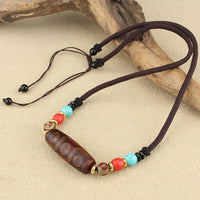 KarmaRipple's Tibetan Nine-Eye Dzi Bead Three-eyed Dzi Bead Protection String Necklaces Necklace
