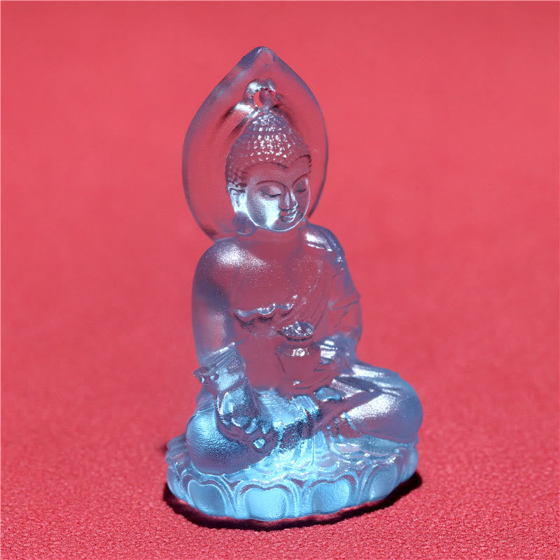 KarmaRipple's Blue Tathagata Buddha Medicine Buddha Liuli Gemstone Serenity Amulet Pendant Necklace p11