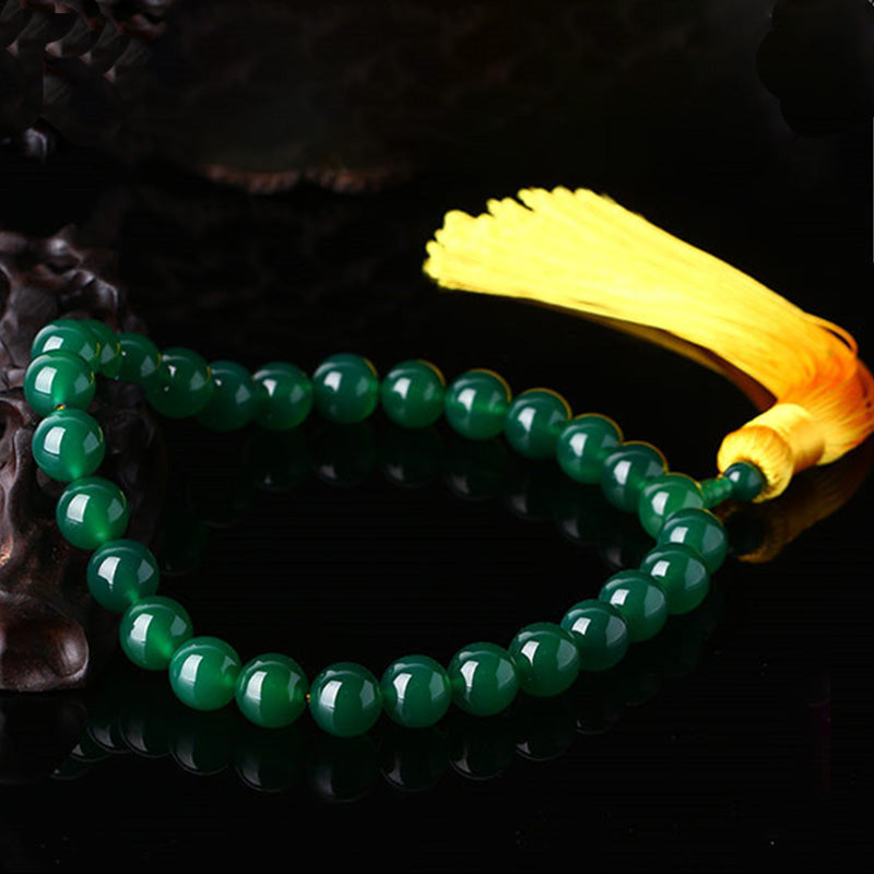 KarmaRipple's Authentic Green Agate Wrist Mala Power Tassels Pocket Mala Car Decoration p2