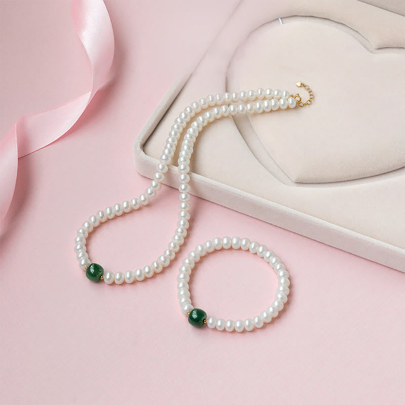 KarmaRipple's 925 Sterling Silver Authentic Pearl Hetian Jade Aquamarine Wisdom Sincerity Pendant Necklace Bracelet p14