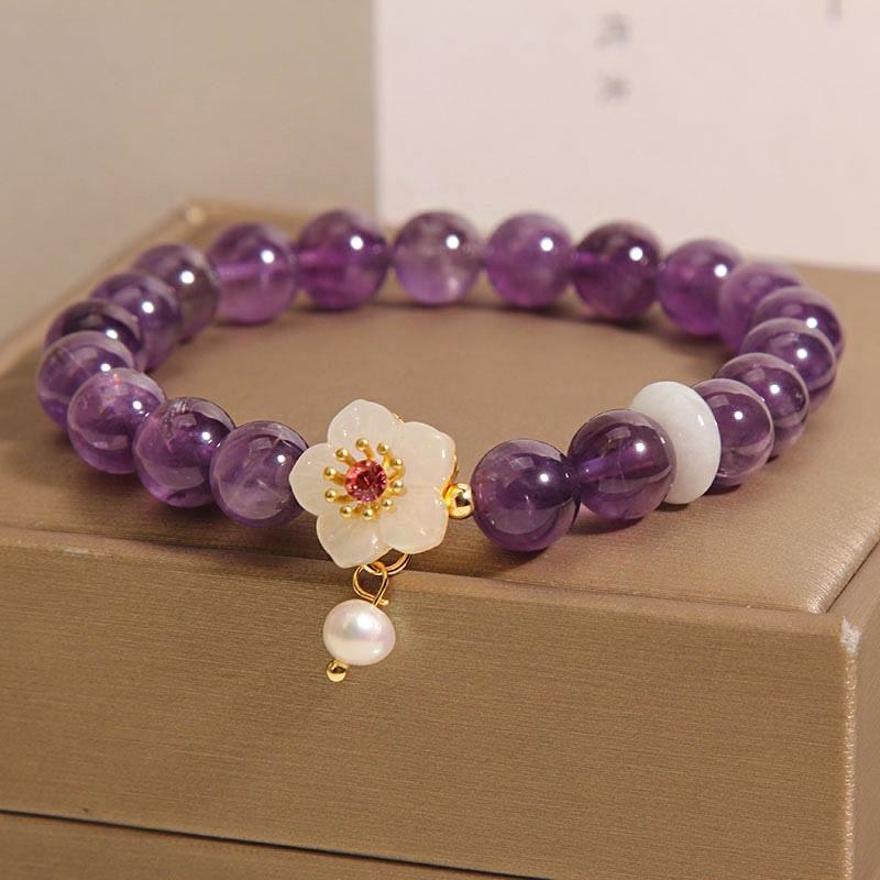 KarmaRipple's Authentic Amethyst Ivory Agate Pearl Talisman Balance Bracelet p3