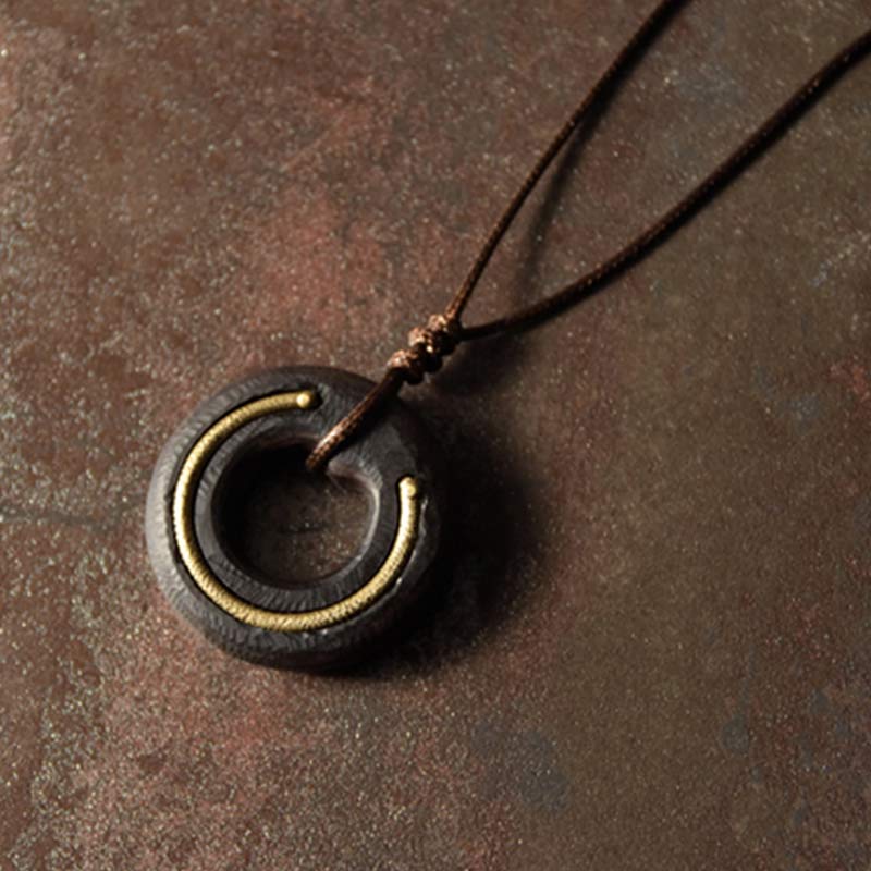 KarmaRipple's Zen Circle Ebony Wood Peace Calm Pendant Necklace p2
