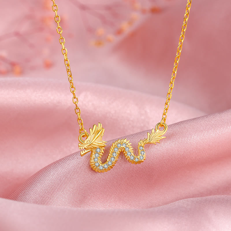 KarmaRipple's 925 Sterling Silver Year Of The Dragon Auspicious Golden Dragon Fortune Chain Pendant Necklace p6