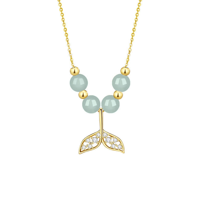 KarmaRipple's 925 Sterling Silver Hetian Jade Bead Fishtail Fortune Pendant Necklace p14