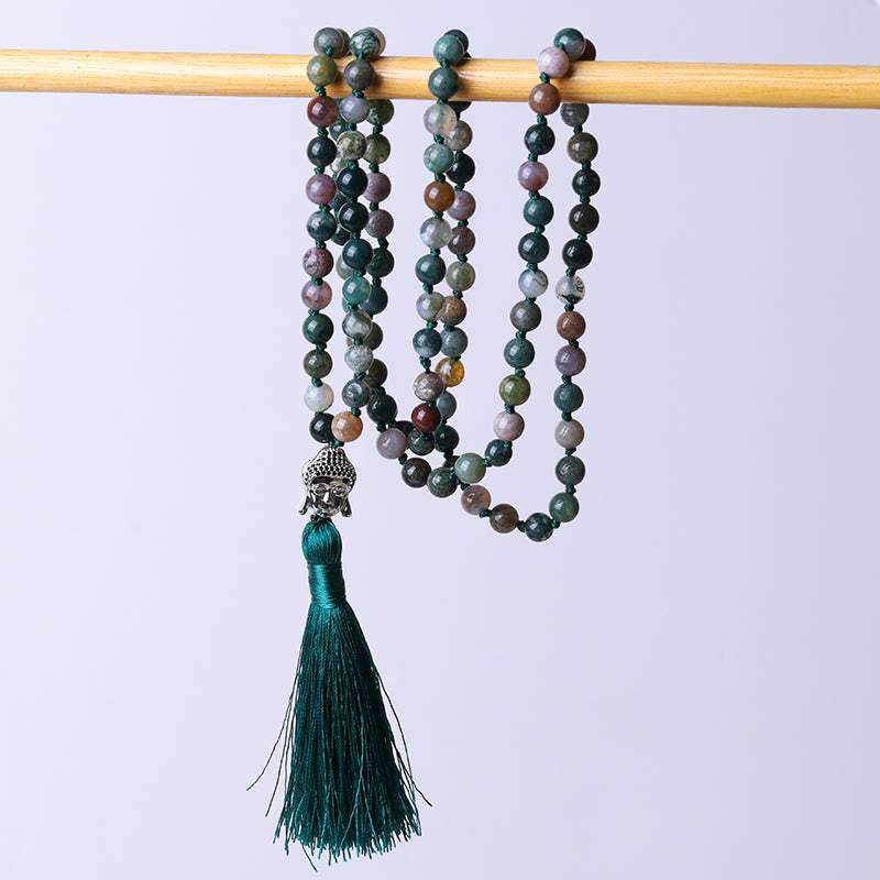 KarmaRipple's 108 Mala Beadwork Indian Agate Buddha Head Cleansing Bracelet p10
