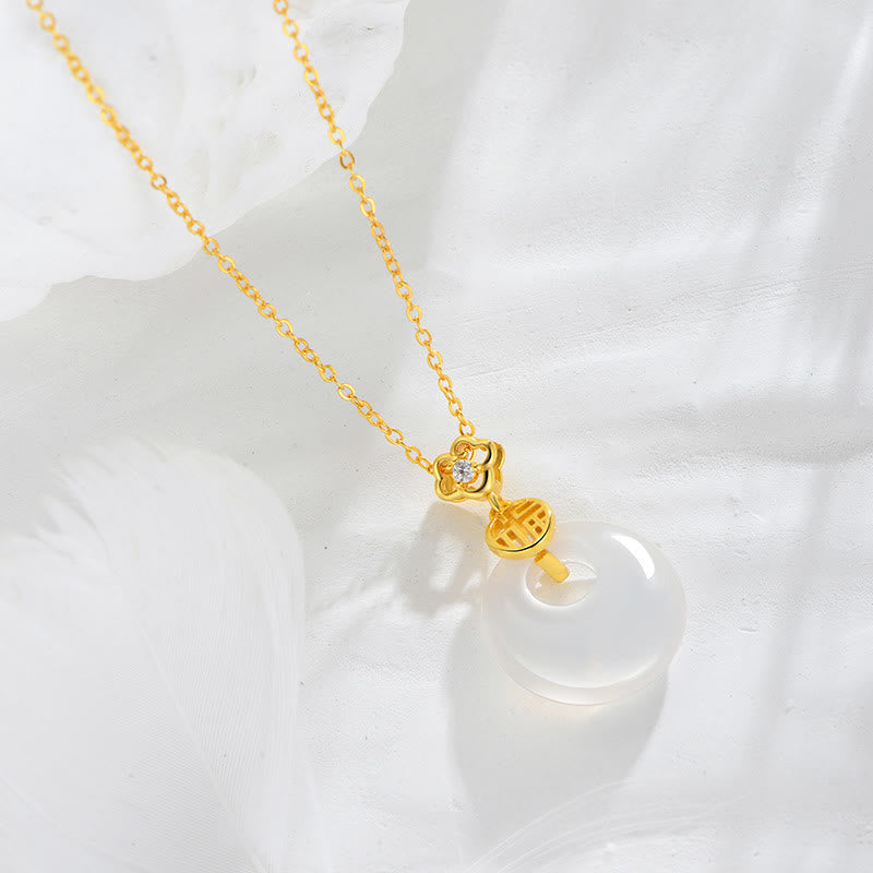 KarmaRipple's 925 Sterling Silver Ivory Agate Fu Character Happiness Fortune Pendant Necklace p3