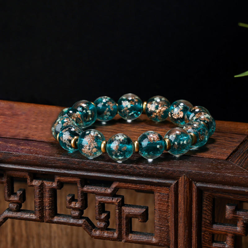 KarmaRipple's Gold Swallowing Beast Family Talisman Luminous Fluorescent Liuli Glass Bead Success Bracelet p62