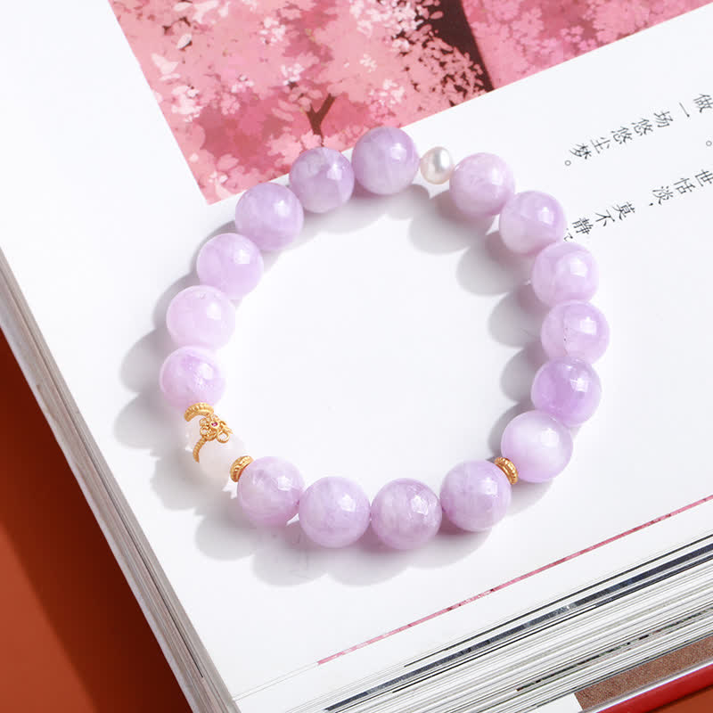 KarmaRipple's Kunzite Hetian Ivory Jade Gourd Love Spiritual Growth Bracelet p4