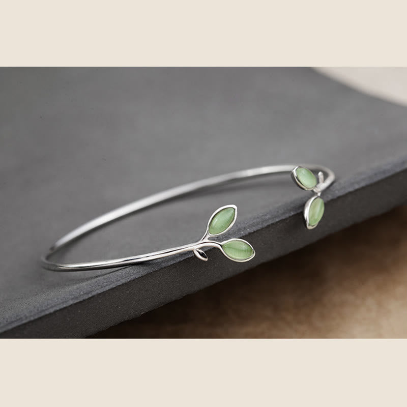 KarmaRipple's Leaf Pattern Cat Eye Support Cuff Bracelet Bangle p15