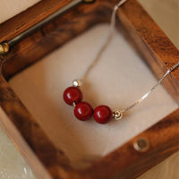 KarmaRipple's 925 Sterling Silver Cinnabar Bead Calm Blessing Pendant Necklace