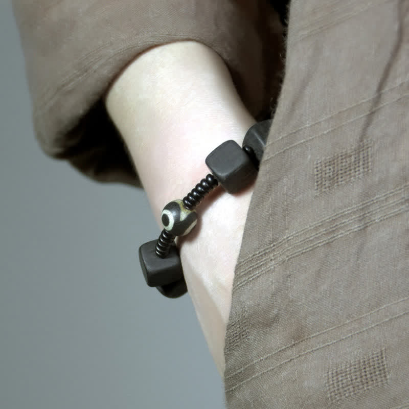 KarmaRipple's Tibetan Ebony Wood Dzi Bead Strength Bracelet p2
