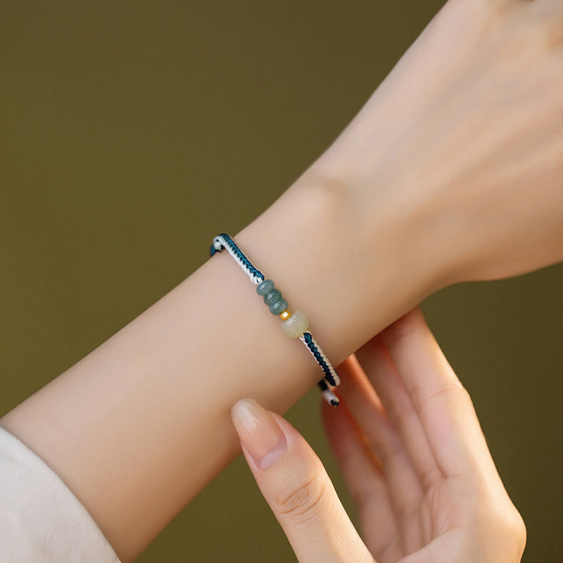 KarmaRipple's 925 Sterling Silver Hetian Jade Bead Abundance Woven Rope Bracelet p9