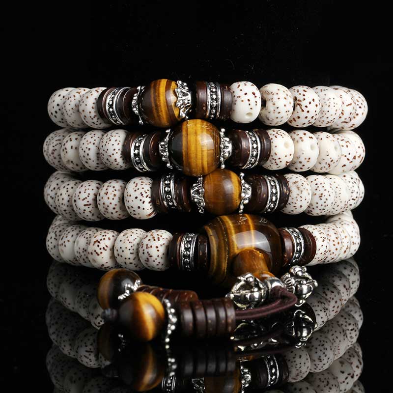 KarmaRipple's Handmade Tibetan Tiger Eye Bodhi Seed Peace Bracelet p3