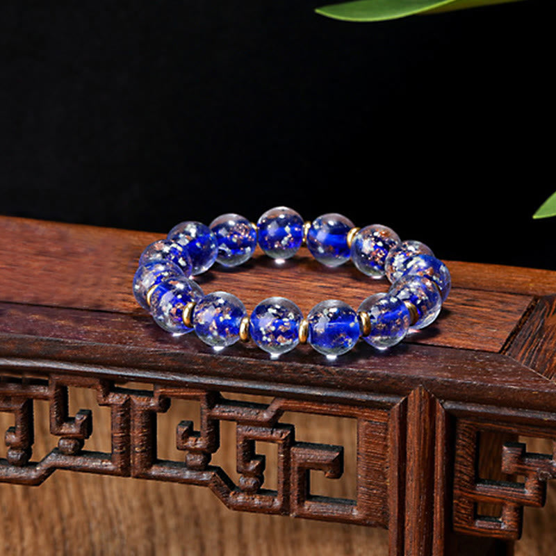 KarmaRipple's Gold Swallowing Beast Family Talisman Luminous Fluorescent Liuli Glass Bead Success Bracelet p65