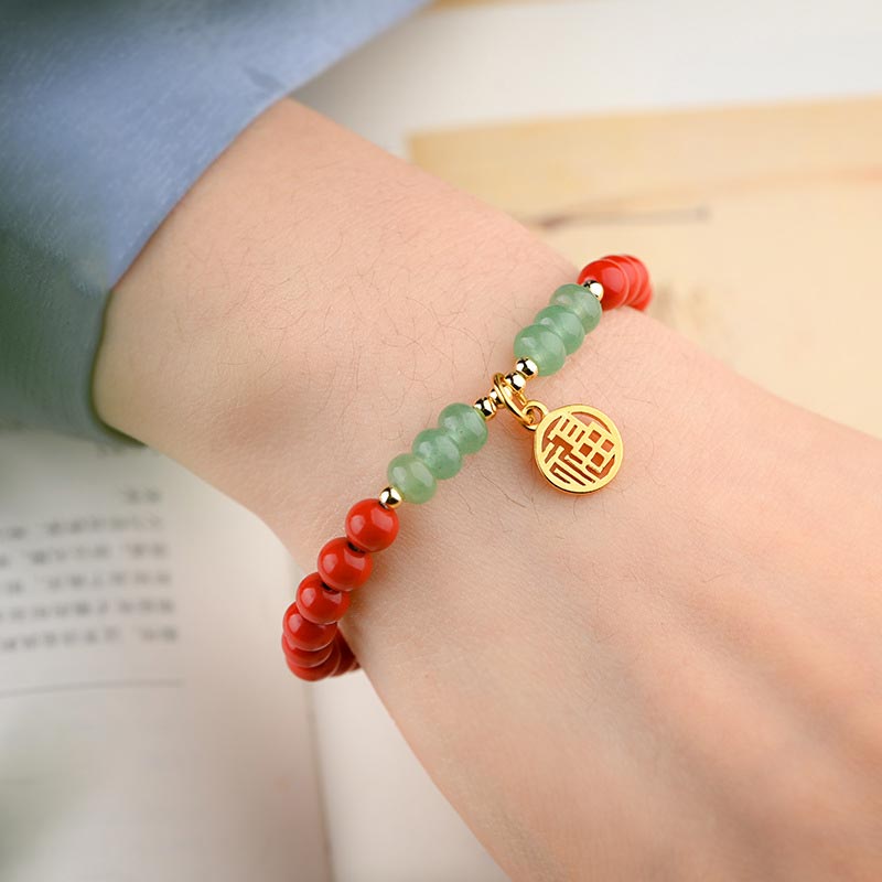KarmaRipple's Tibetan Cinnabar Green Aventurine Fortune Bracelet Pendant p4