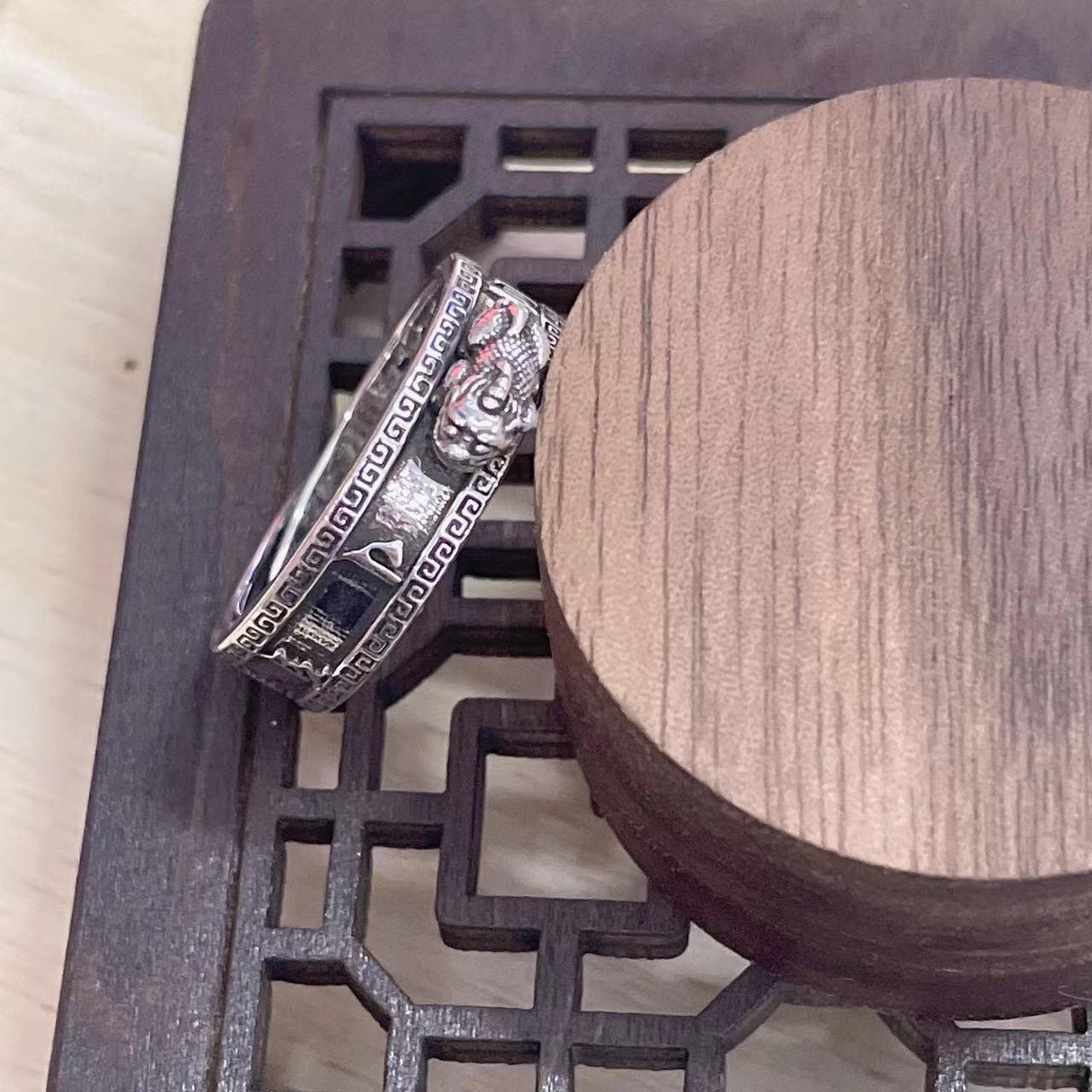 KarmaRipple's PiXiu Om Mani Padme Hum Heart Sutra Fortune Wealth Pair Ring p3