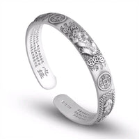 KarmaRipple's Tibetan PiXiu Heart Sutra Coin Ivory Bronze Wealth Bracelet Adjustable Bangle