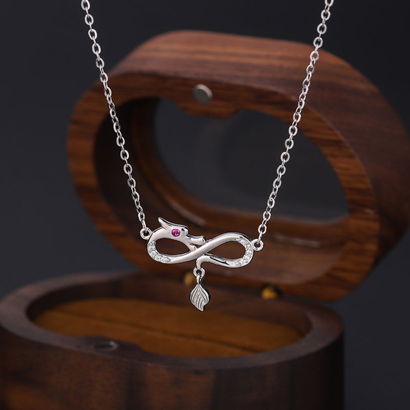 KarmaRipple's 999 Sterling Silver Year Of The Dragon Endless Weave Tail Talisman Protection Pendant Necklace p15