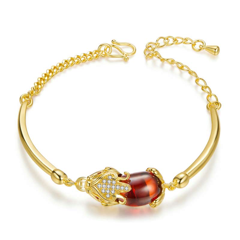 KarmaRipple's FengShui Golden Red Agate PiXiu Wealth Fortune Bracelet p1