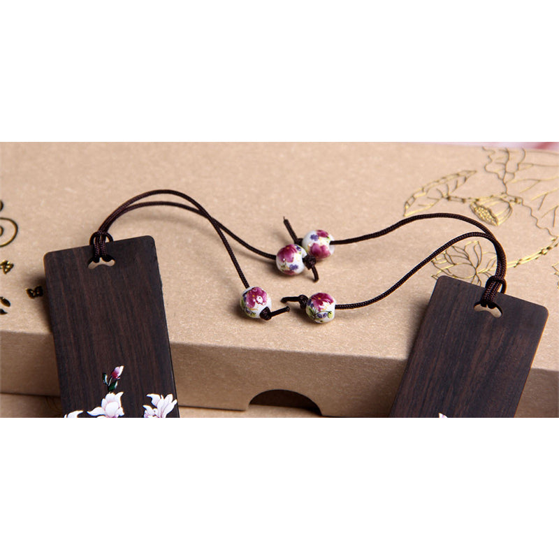 KarmaRipple's Butterfly Flower Ebony Wood Bookmarks With Gift Box p12