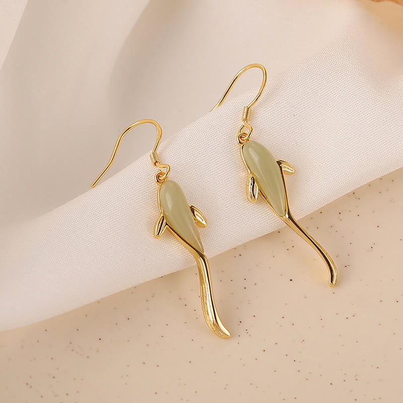 KarmaRipple's Fish Pattern Jade Fortune Dangle Drop Earrings p3