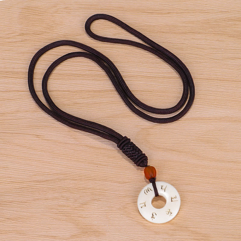 KarmaRipple's Ivory Fruit Om Mani Padme Hum Engraved Protection Pendant Necklace p4