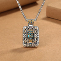 KarmaRipple's Nine-Eye Dzi Bead Design Bronze Balancing Rotatable Pendant Necklace