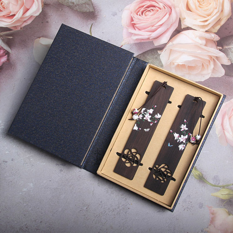 KarmaRipple's Butterfly Flower Ebony Wood Bookmarks With Gift Box p11