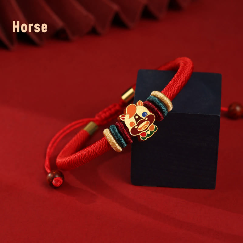 KarmaRipple's Handmade 925 Sterling Silver Year of the Dragon Cute Chinese Zodiac Fortune Woven Red Bracelet p7