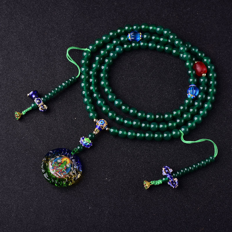 KarmaRipple's 108 Mala Beadwork Authentic Green Agate Bodhisattva Green Tara Manifestation Talisman Bracelet p11
