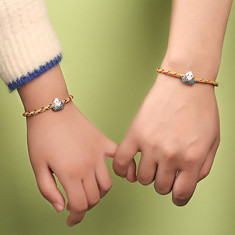 KarmaRipple's 925 Sterling Silver Dragon Boat Festival Zongzi Pattern Fortune Handmade Multicolored Rope Child Adult Bracelet p10