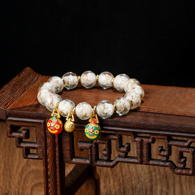 KarmaRipple's Gold Swallowing Beast Family Talisman Luminous Fluorescent Liuli Glass Bead Success Bracelet p40