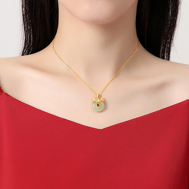 KarmaRipple's 925 Sterling Silver Hetian Jade Chinese Zodiac Year of the Dragon Red Agate Fortune Protection Pendant Necklace p18