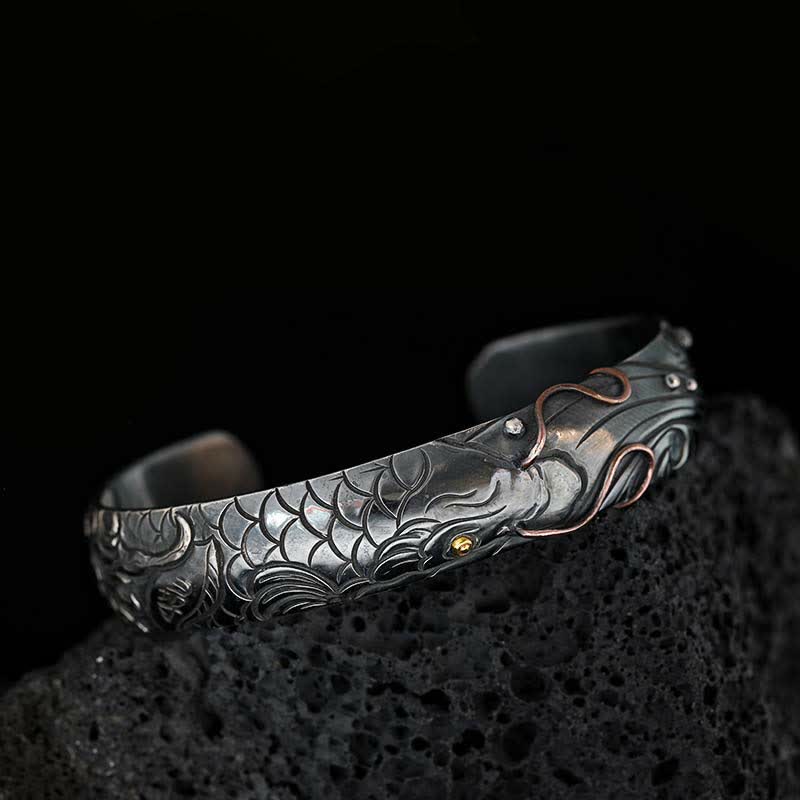 KarmaRipple's 999 Sterling Silver 990 Gold Koi Fish Fortune Wealth Success Bracelet Bangle p1