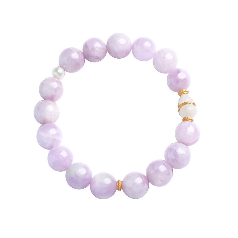 KarmaRipple's Kunzite Hetian Ivory Jade Gourd Love Spiritual Growth Bracelet p6