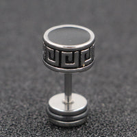 KarmaRipple's Cool Men Titanium Steel Balance Round Stud Earrings