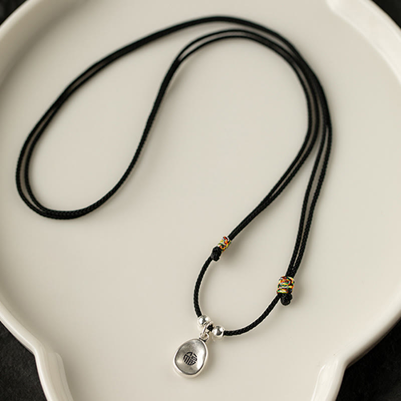 KarmaRipple's 999 Sterling Silver Peace And Joy Fu Character Fortune Fortune 925 Sterling Silver Chain Pendant Necklace p17