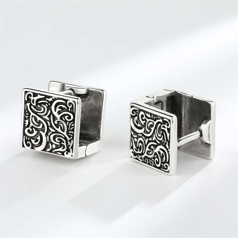 KarmaRipple's Grass Pattern Square Stud Earrings p3