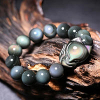KarmaRipple's Rainbow Obsidian Fox Balancing Positive Bracelet